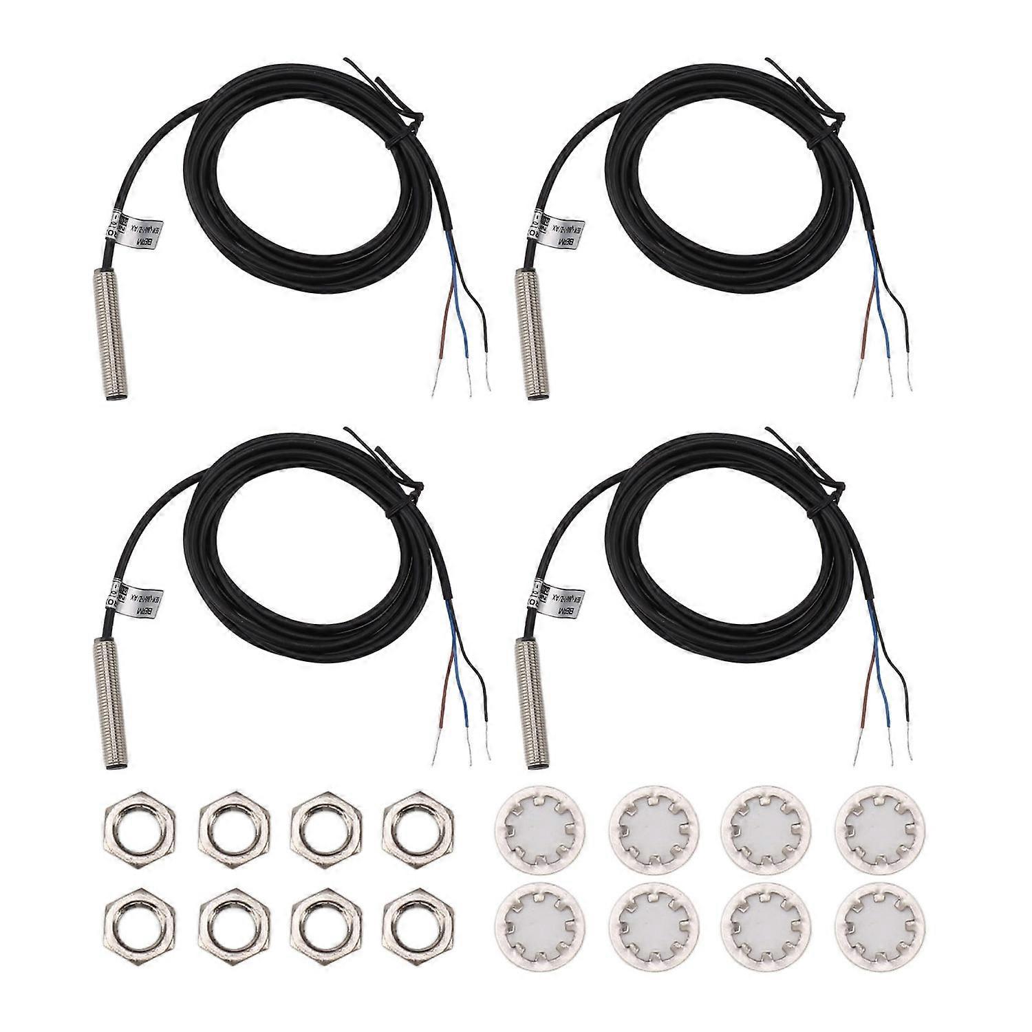 4er-set Näherungssensor-schalter, 8 Mm Flachkopf, Metallgehäuse, Npn Dc, 3-adrig, Normalerweise Geschlossen