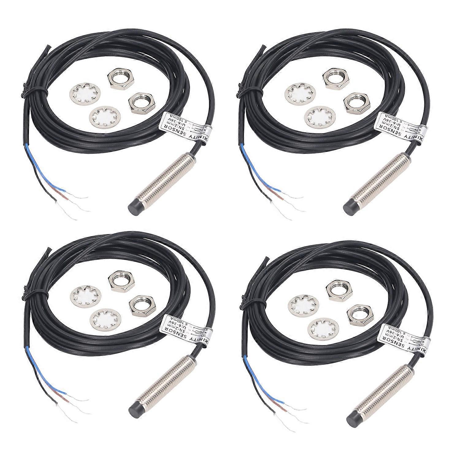 4er-set Näherungsschalter, 8 Mm Durchmesser, Pnp, 3-adrig, Normalerweise Geschlossen (nc), Induktive Näherungssensorik