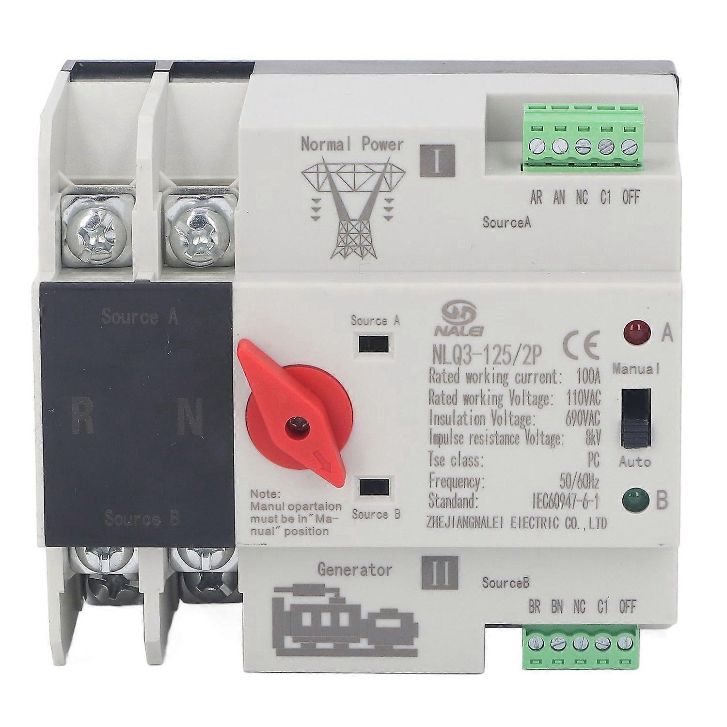 Automatischer Dual-power-umschalter Mit 100 A Reaktionszeit Im Millisekundenbereich Gewährleistet Unterbrechungsfreie Stromversorgung.