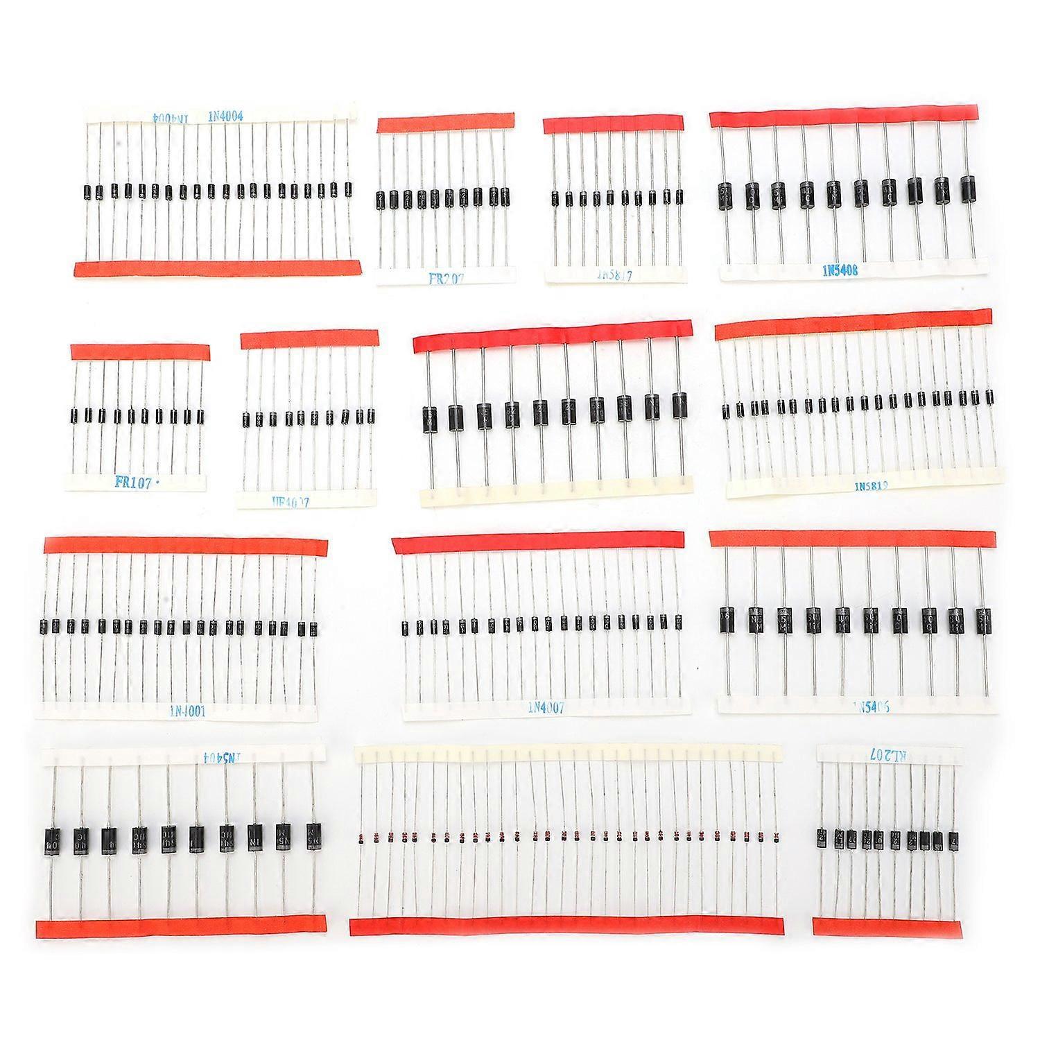200-teiliges Dioden-sortiment, 14 Verschiedene Elektronische Bauteile, Silberlegierung, Industriebedarf