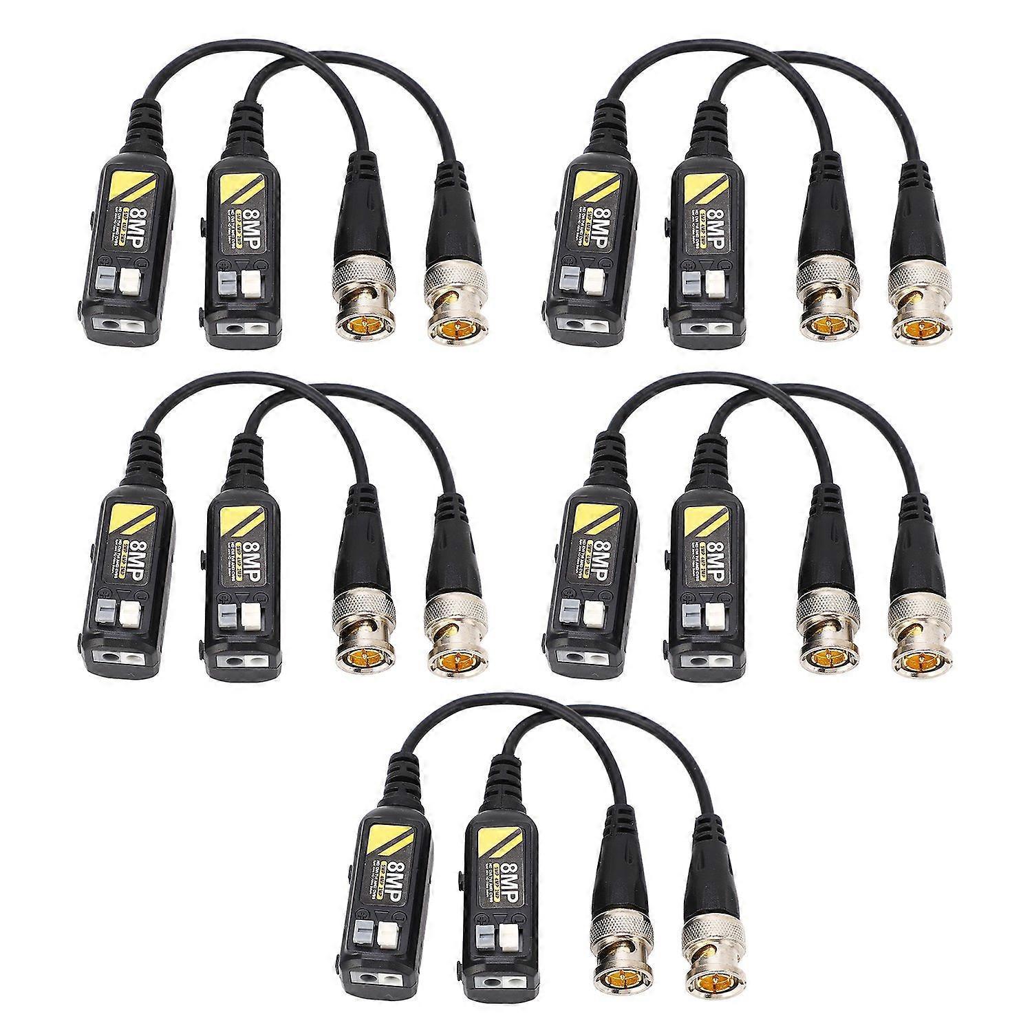 5 Paar 8mp Bnc Video-balun-steckverbinder Mit Geringer Übertragungsverlustleistung Und Blitzschutz, Verdrilltes Aderpaar