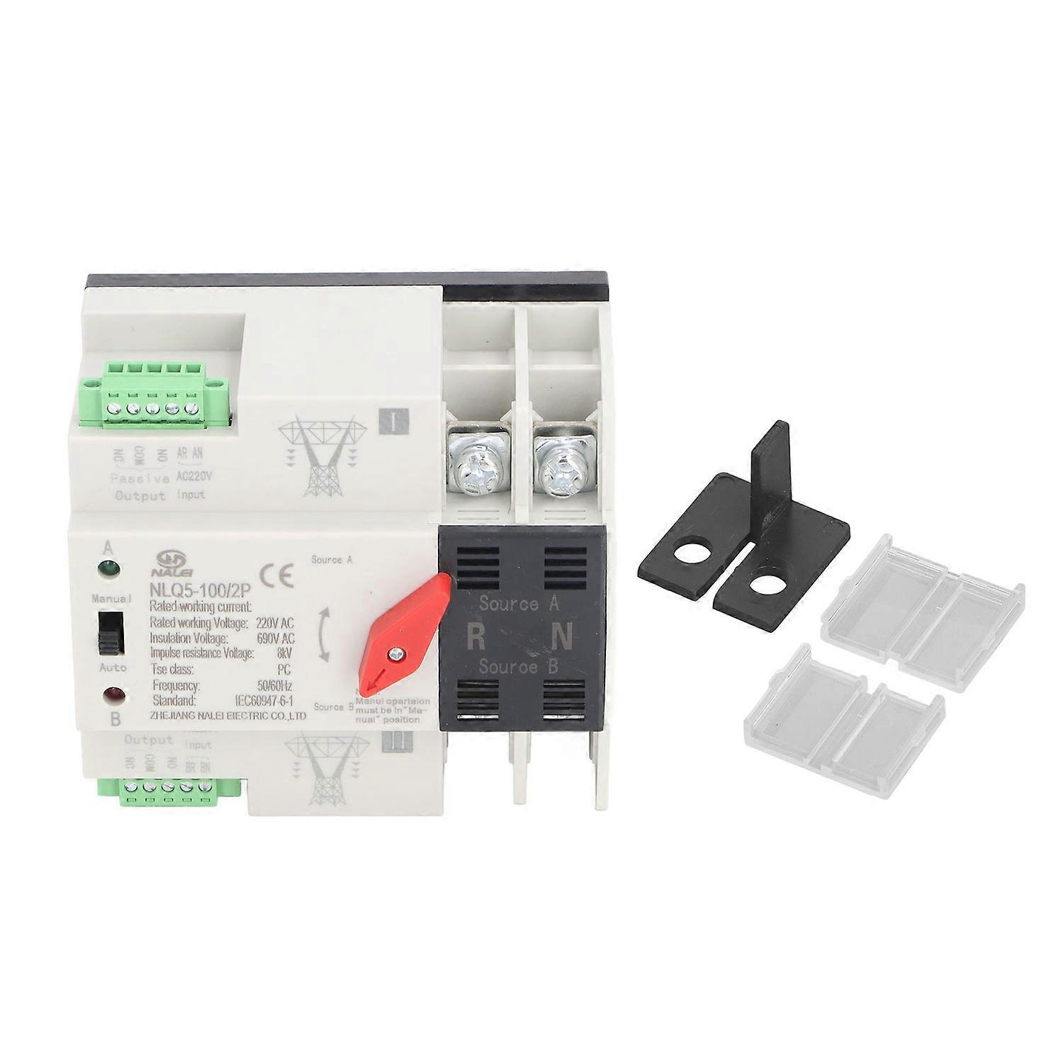 Automatischer Umschalter Mit Zwei Stromversorgungen, 2-polig, Mini-ats, Ac 220 V, 63 A