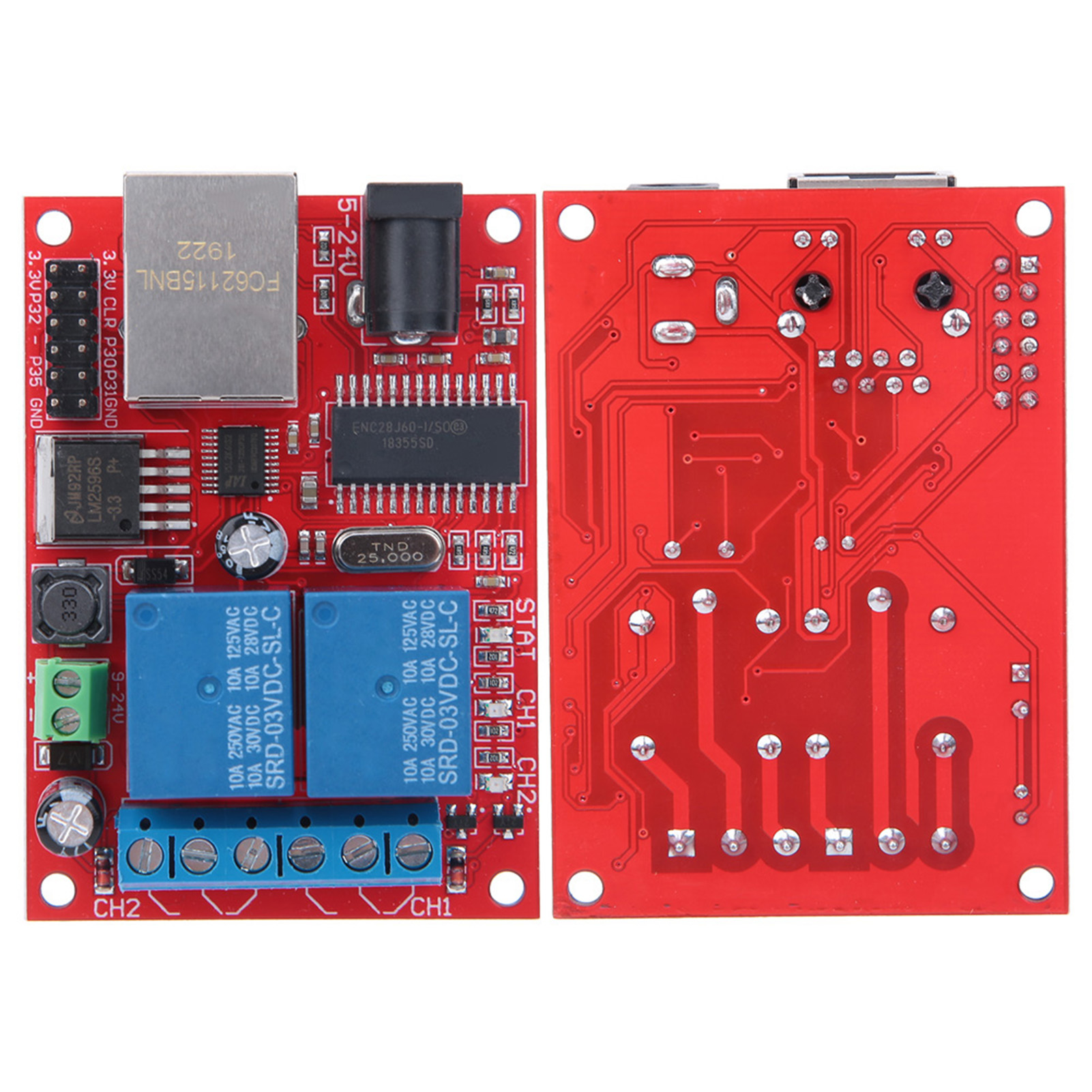 Steuermodul Lan Ethernet Hochwertige 2-wege-relaisplatine Verzögerungsschalter Dc5v-24v