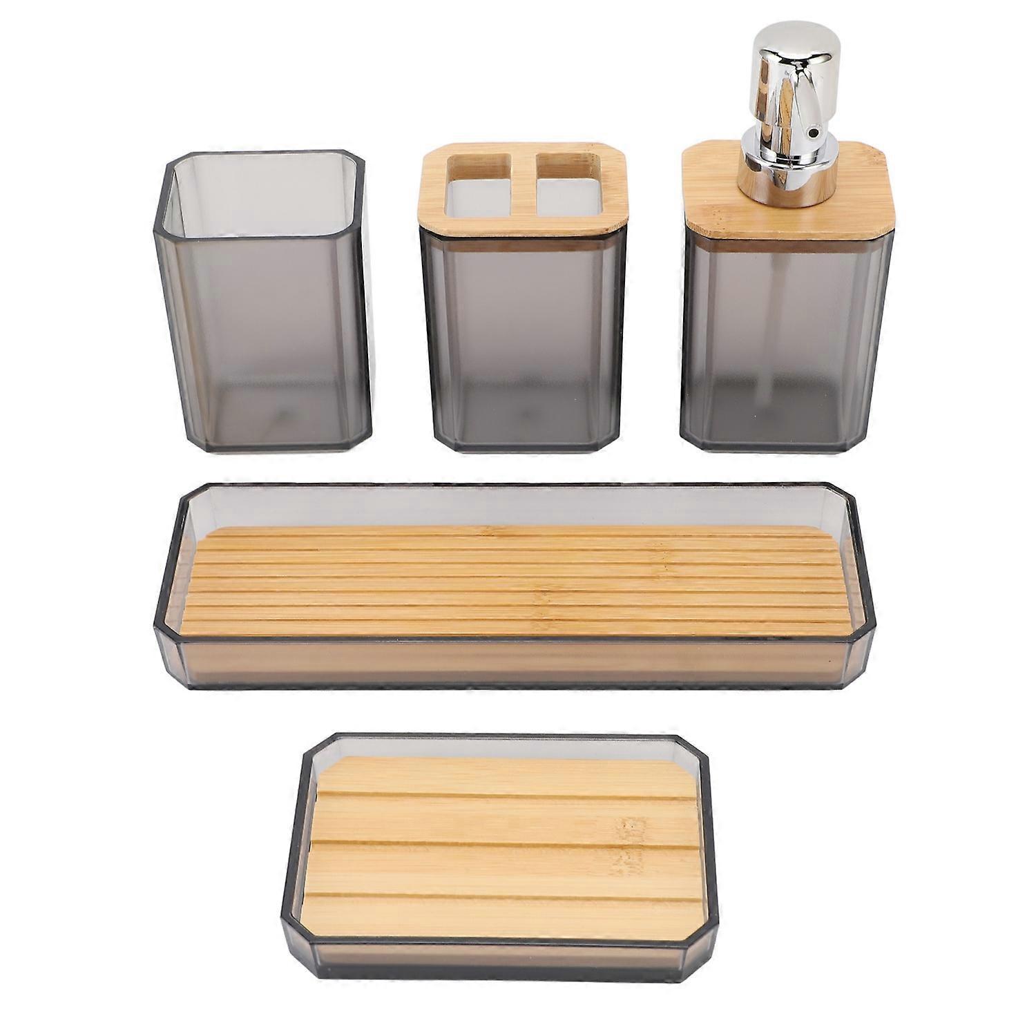 Badezimmer-accessoires-set, Badezimmer-ensemble Mit Zahnbürstenhalter, Becher, Lotionflaschen, Seifenschale Und Tablett