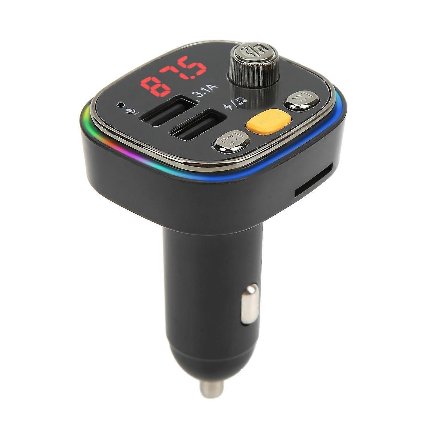 Bluetooth Fm-transmitter, Musikplayer, Dual-usb-schnellladegerät, Freisprechfunktion, Led-farbhintergrundbeleuchtung
