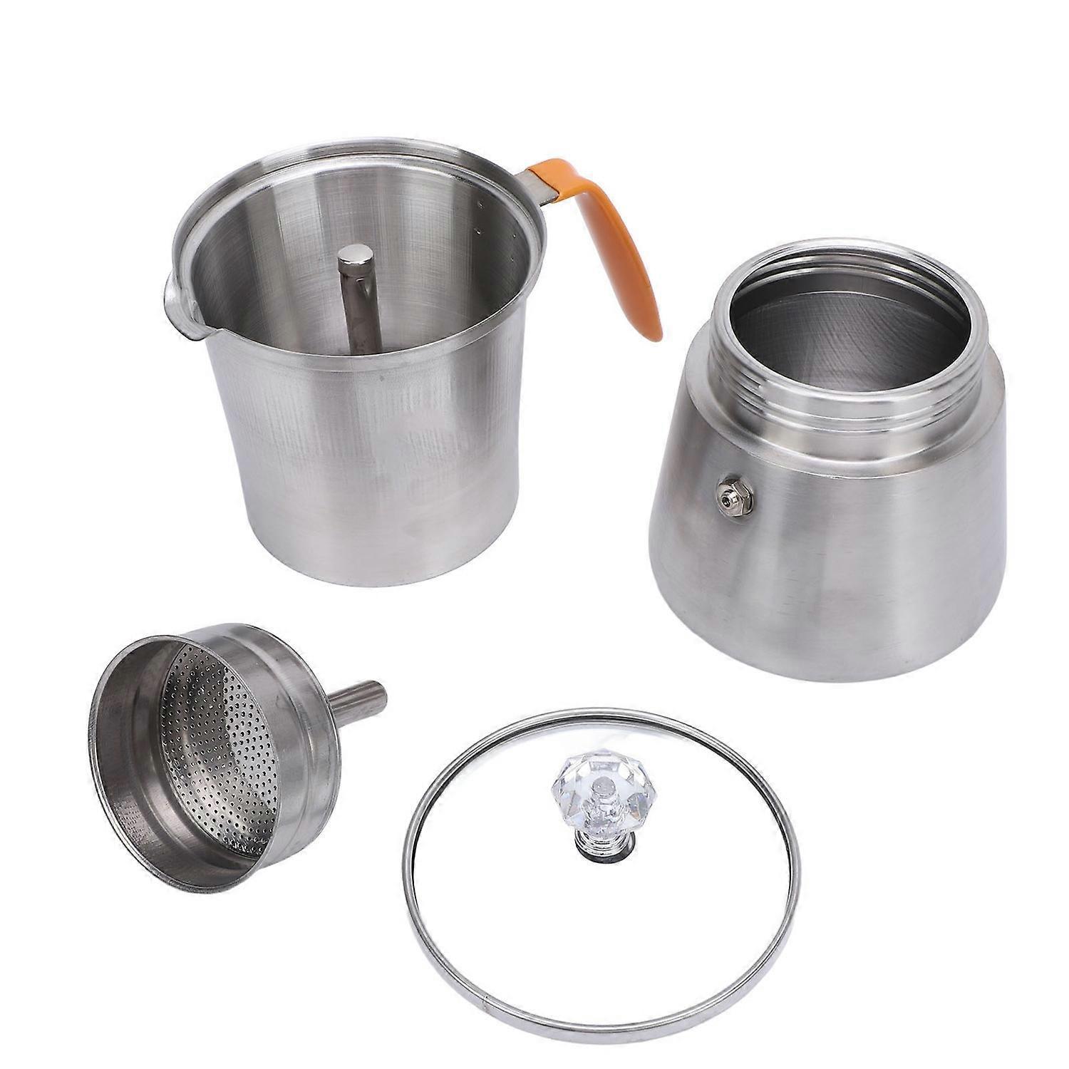 Tragbare Edelstahl-kaffeekanne Mit Glasdeckel Und Hitzebeständigem Griff Für Italienischen Kaffee