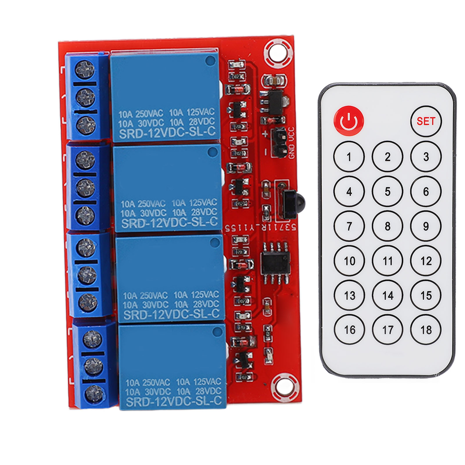 4-kanal-empfangsrelaismodul, 4-kanal-infrarot-fernbedienungstransceiver-empfänger-steuerschalter-set, 12 V