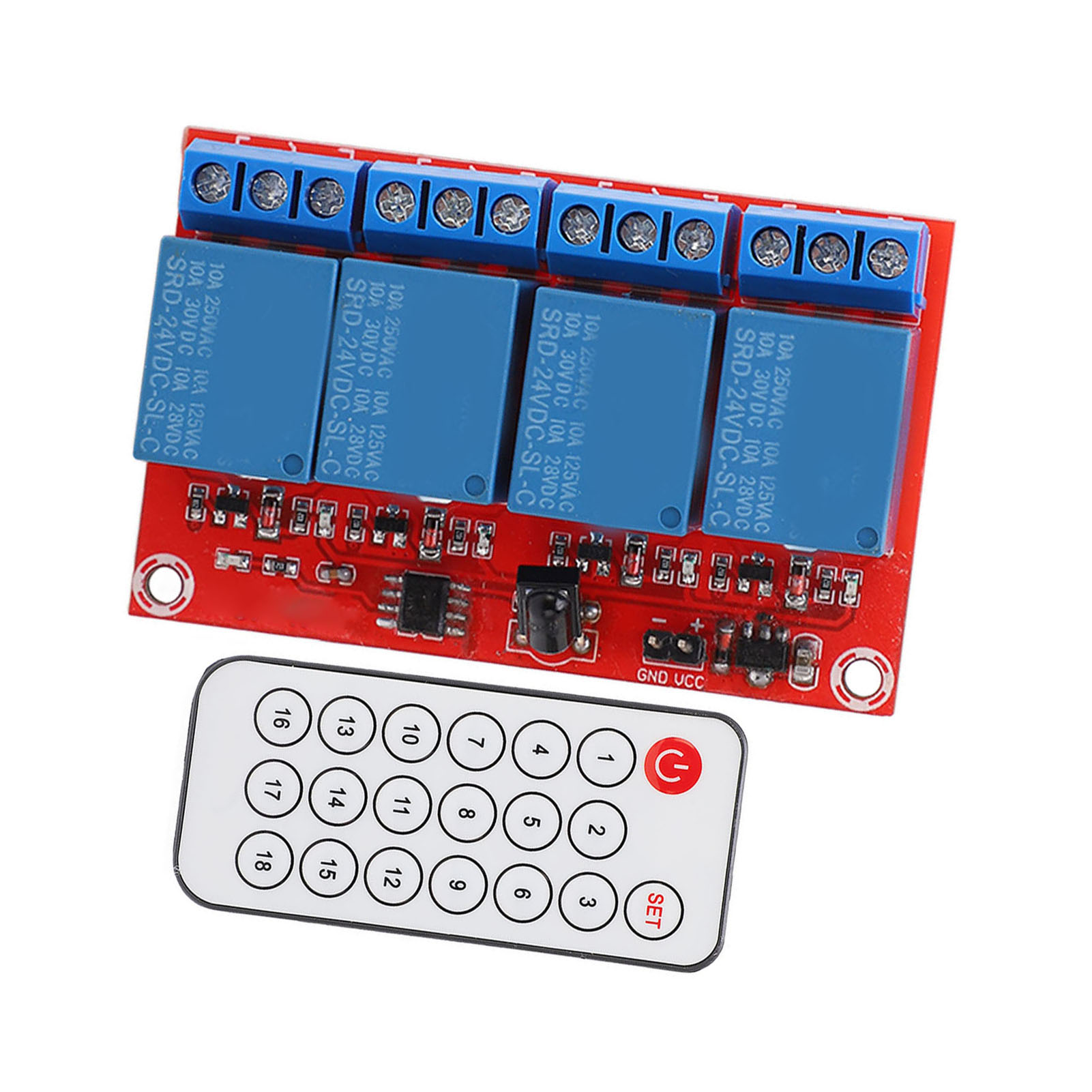 4-kanal-empfangsrelaismodul, 4-kanal-infrarot-fernbedienungs-transceiver-empfänger-steuerschalter-set, 24 V