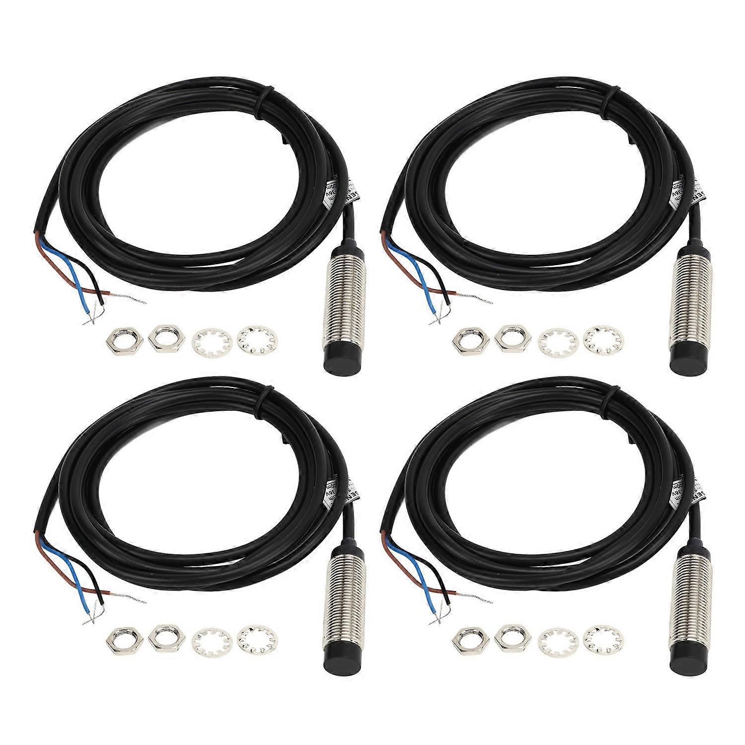 4er-set Induktiver Näherungsschalter, 12-mm-sonde, Npn-3-draht-öffnerkontakt, 4-mm-erfassungssensor, 6–36