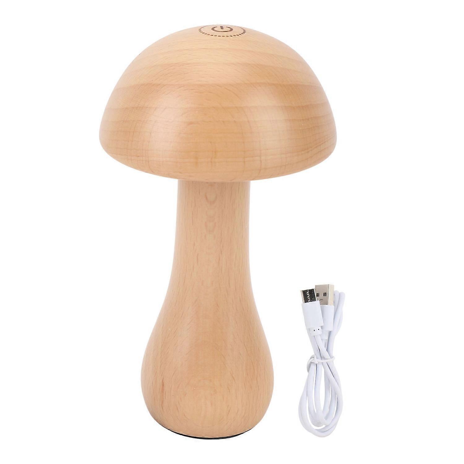 Tragbare Pilzlampe Aus Holz, Kabellos, Mit Touch-schalter, Nachtlicht, Wiederaufladbar, Batteriebetrieben.