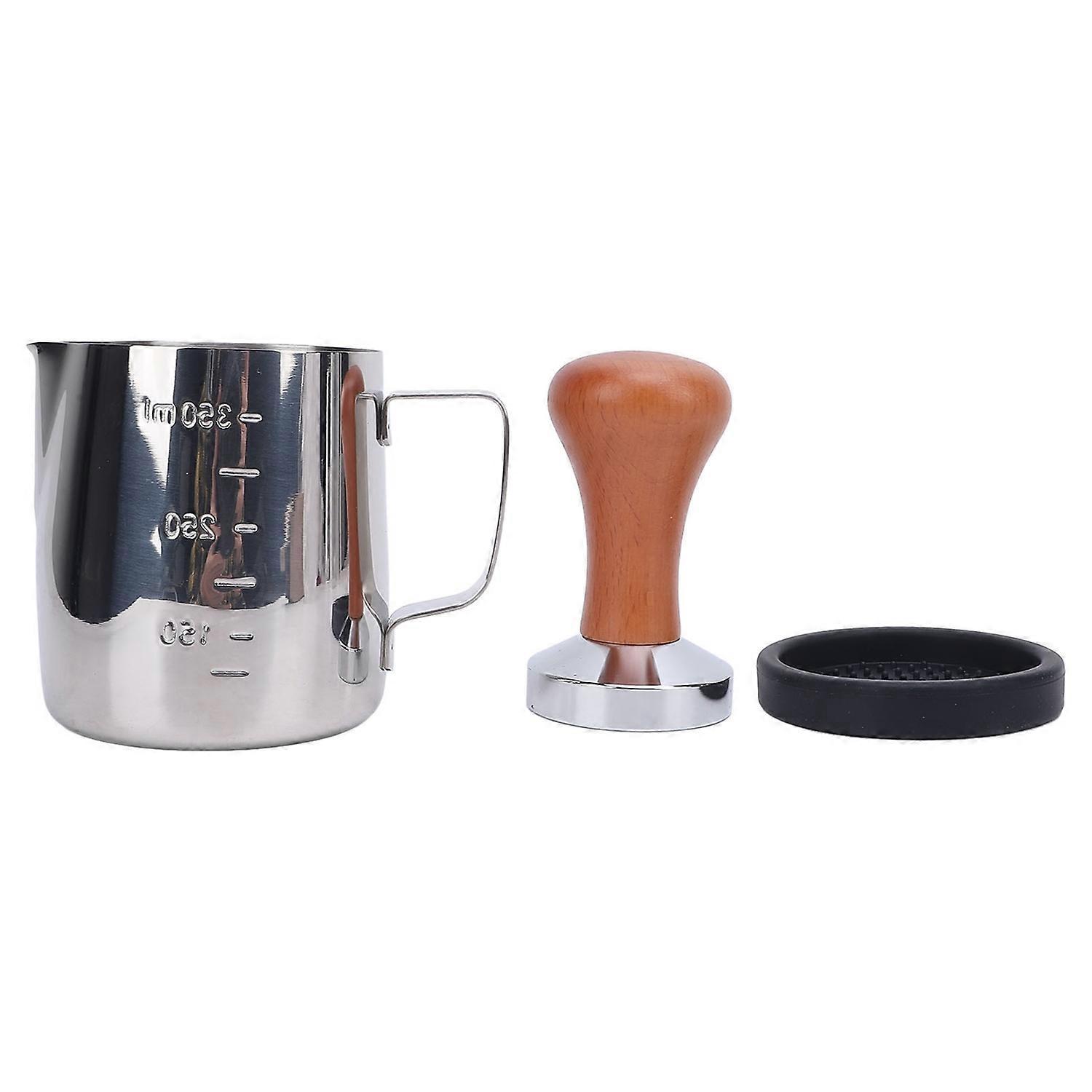 Milchkännchen, Kaffeestampfer, Tampermatte, Set Aus Edelstahl 304, Ergonomischer Griff, Multifunktional