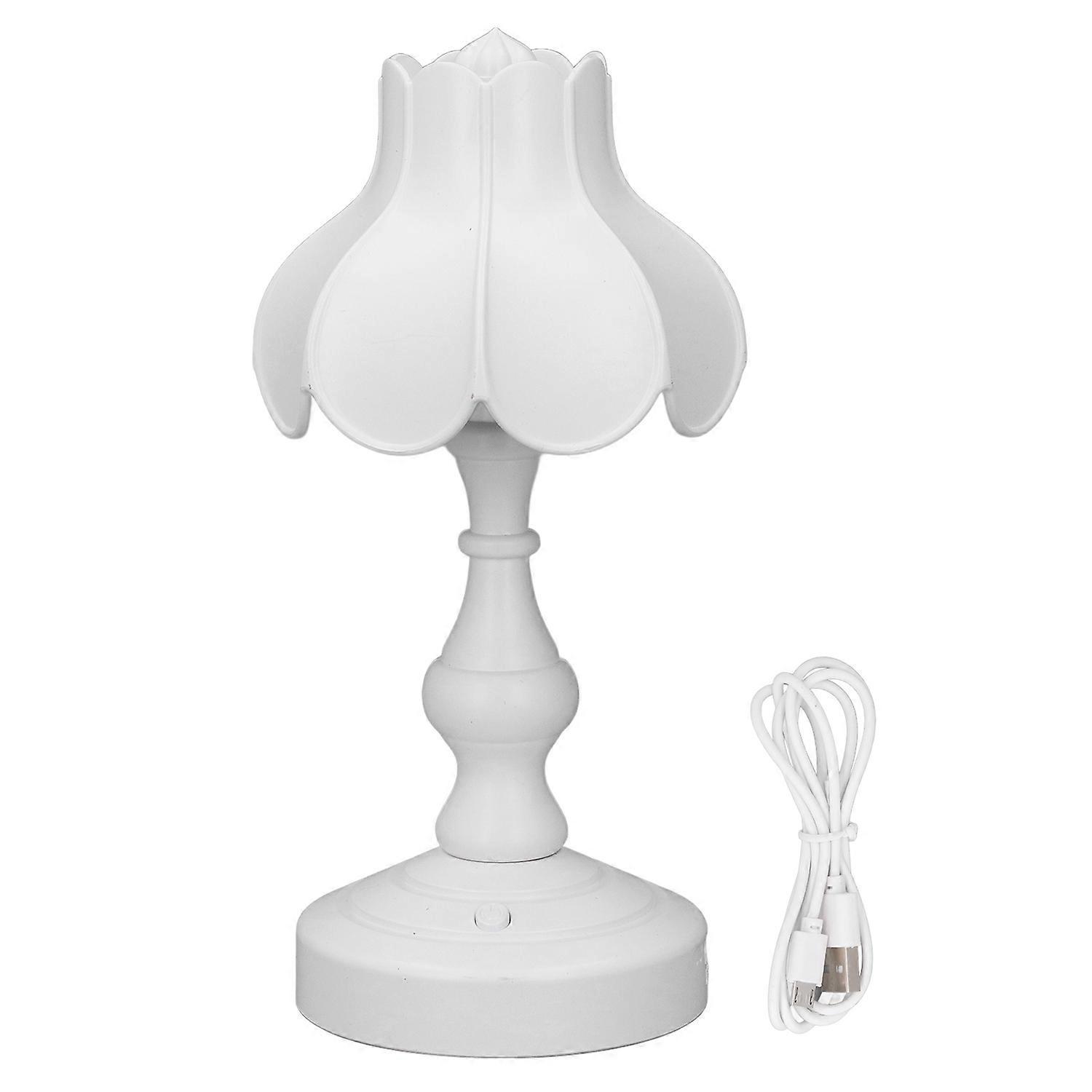 Mini-nachttischlampe Im Retro-stil Mit Blumenmuster, Led-augenschutzlicht, Wiederaufladbar, Ideal Zum Lernen