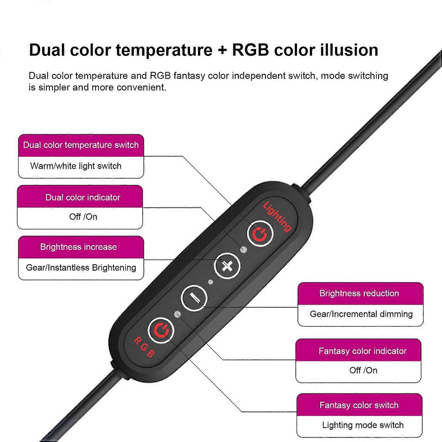 Rgb-phantom-farb-pickup-licht, Tastatur-umgebungslicht, Bildschirmhintergrundbeleuchtung, Nachtlicht, Schalter/fernbedienung