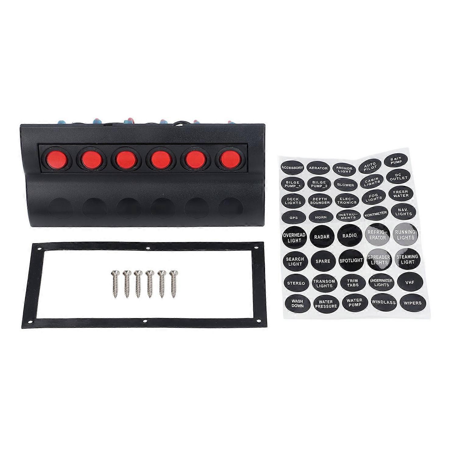 Marine-boots-wippschalter Ip65 Wasserdicht 6-fach Vorverdrahtetes Wohnmobil-led-schaltfeld Mit Sicherung Dc12v
