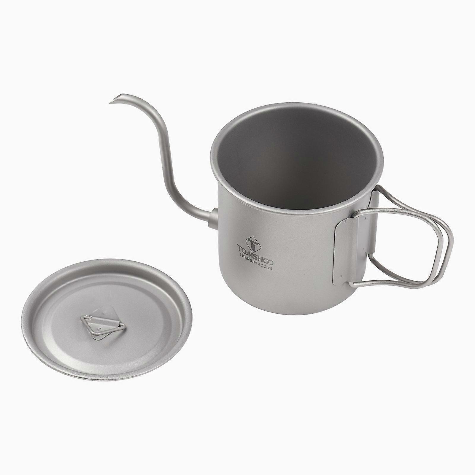 Tragbare Camping-kaffeekanne 400 Ml Mit Abnehmbarem Ausguss, Titan-metall-kaffeekessel, Klappbarer Griff Für O