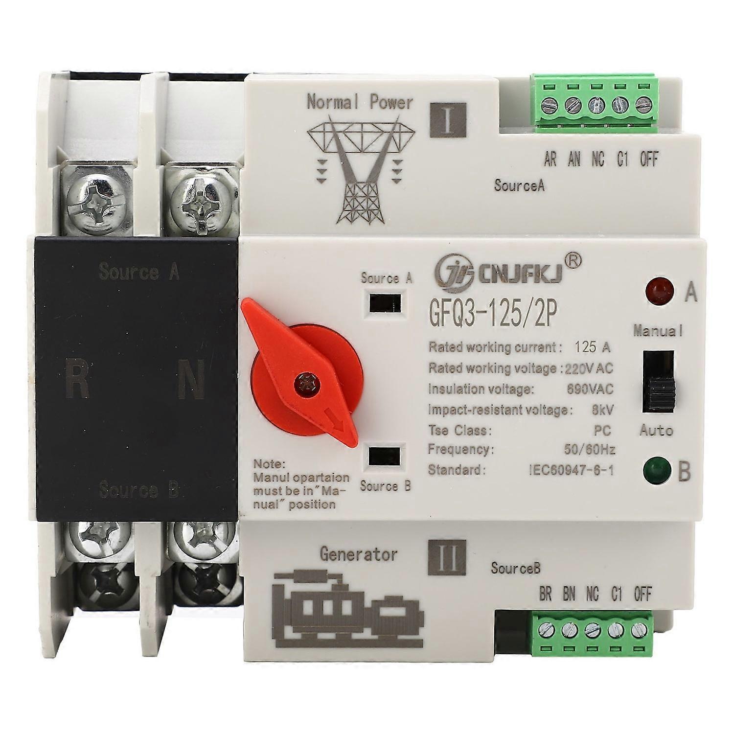 Automatischer Umschalter Dual Power 2p Flammhemmender Leistungsumschalter Für Generator Ac220v 1