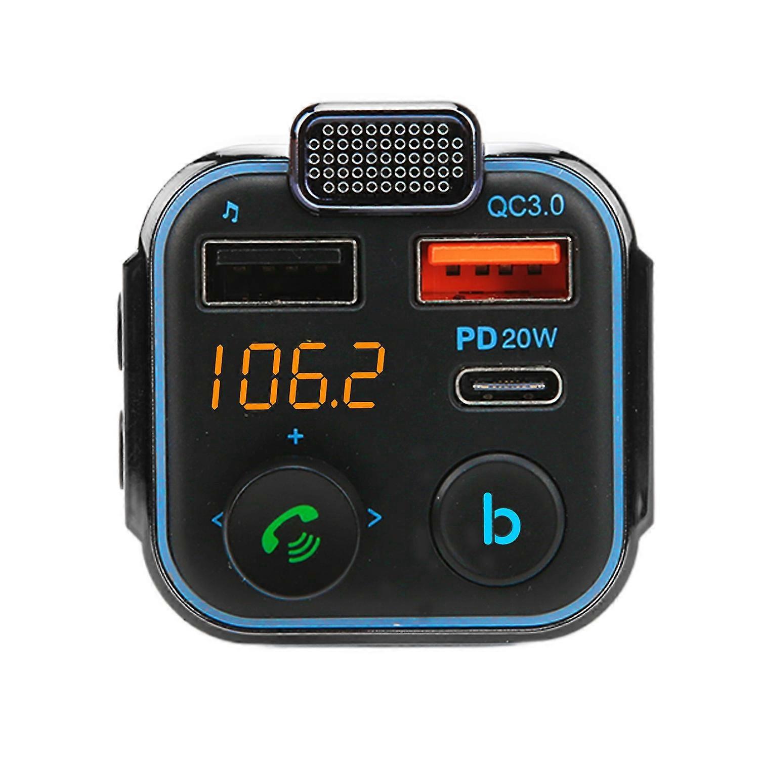 Fm-transmitter Fürs Auto, Bluetooth V5.0, Dual-usb, Qc3.0 Schnellladefunktion, Hifi-sound, Freisprecheinrichtung, 12–24 V