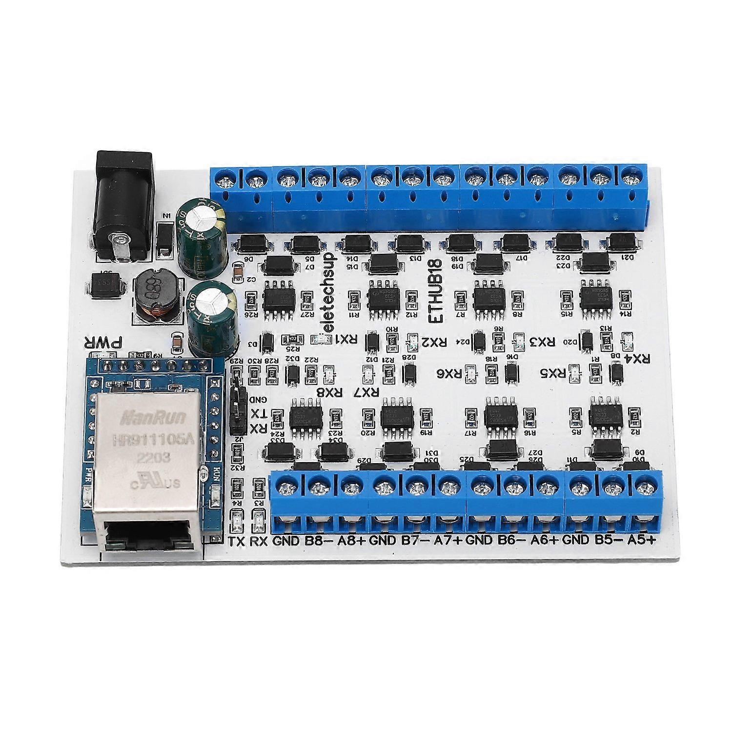 Rj45 Auf 8 Rs485 Hub-konverter Mit Tvs-überspannungsschutz, 115200 Bps Hub-platine Für Sicherheitsüberwachung Dc7-3