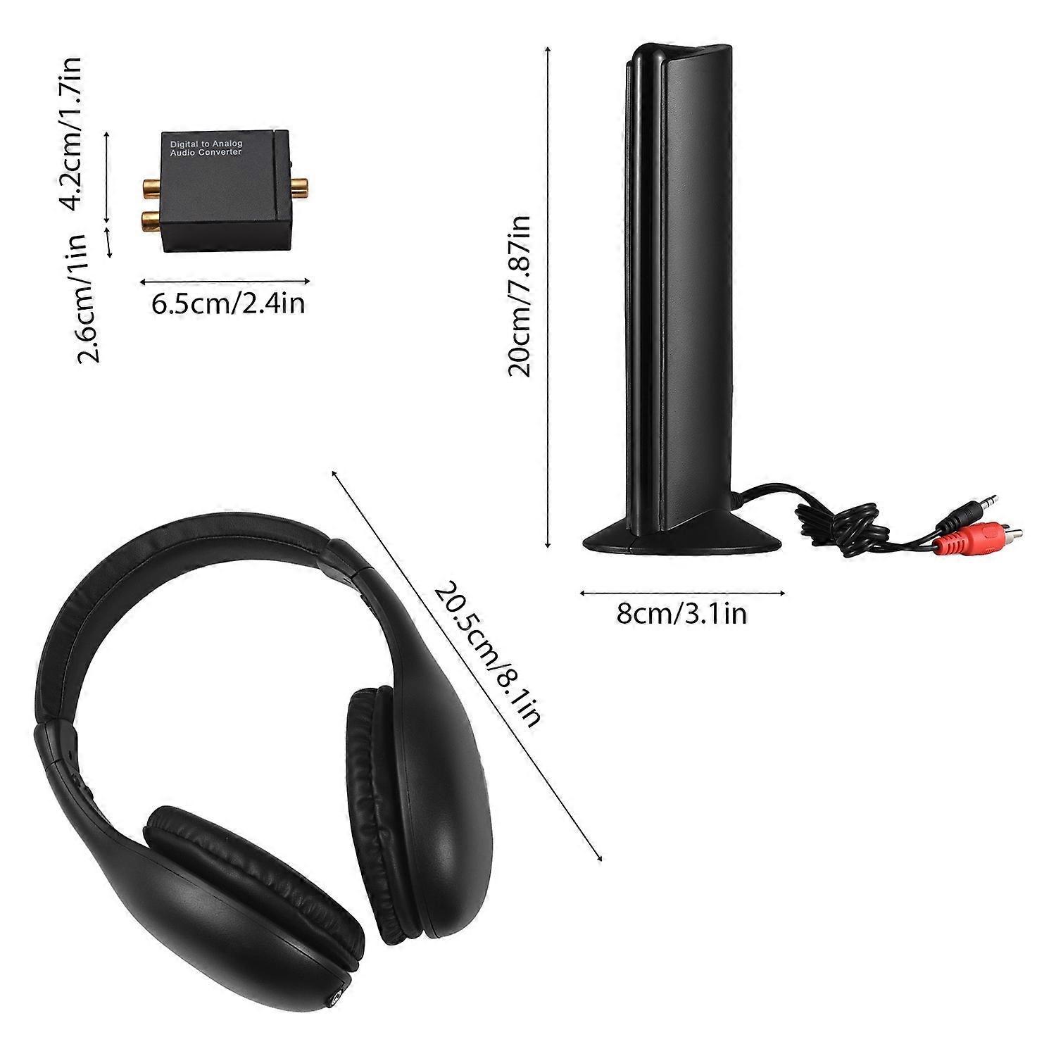 Kabelloser Kopfhörer Zum Fernsehen Mit Sender Und Decoder, 5-in-1-tv-over-ear-headset, 30 M Kabel