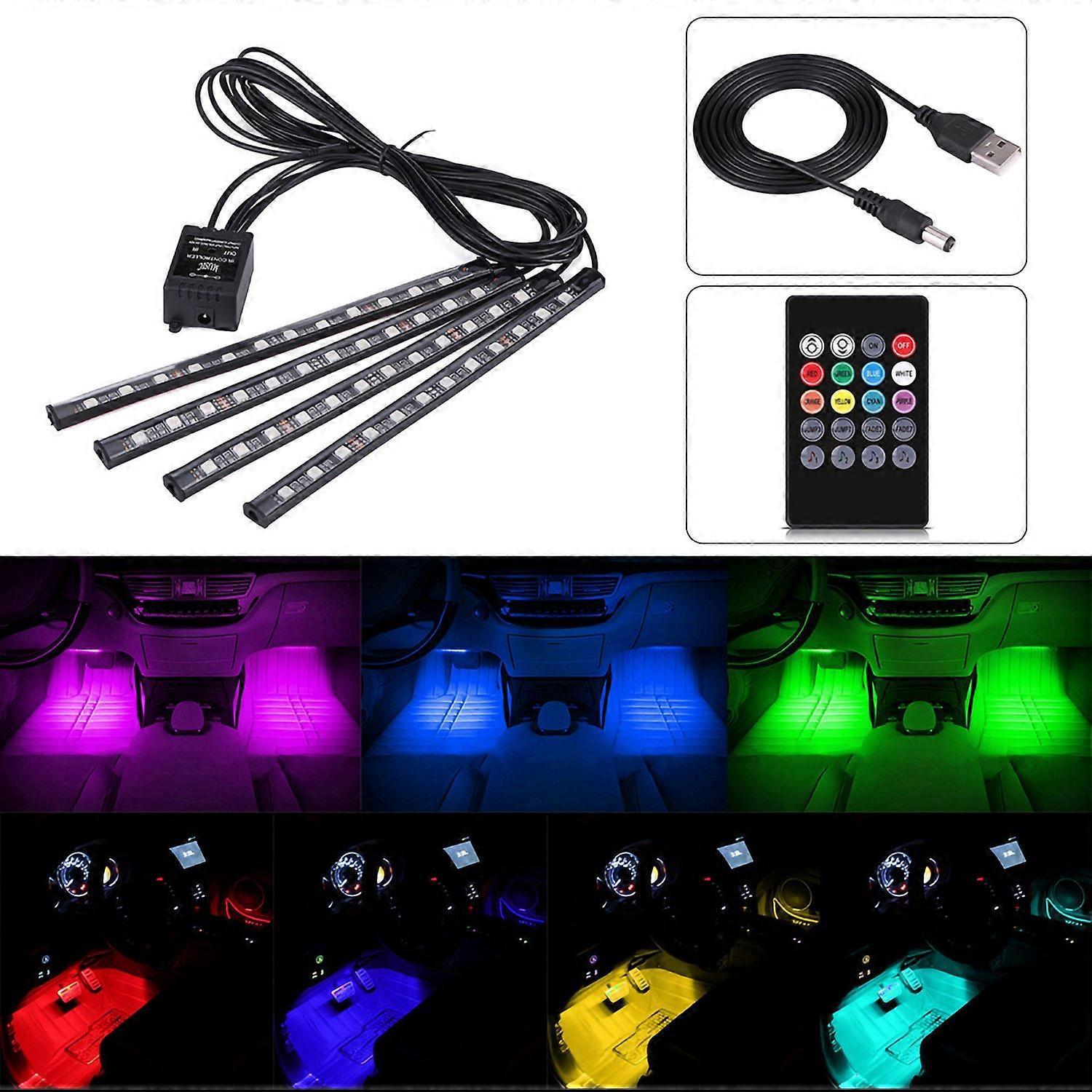 5v 4x 12smd Rgb-led-streifen Für Den Fahrzeuginnenraum Mit Fußraumbeleuchtung Und Fernbedienung