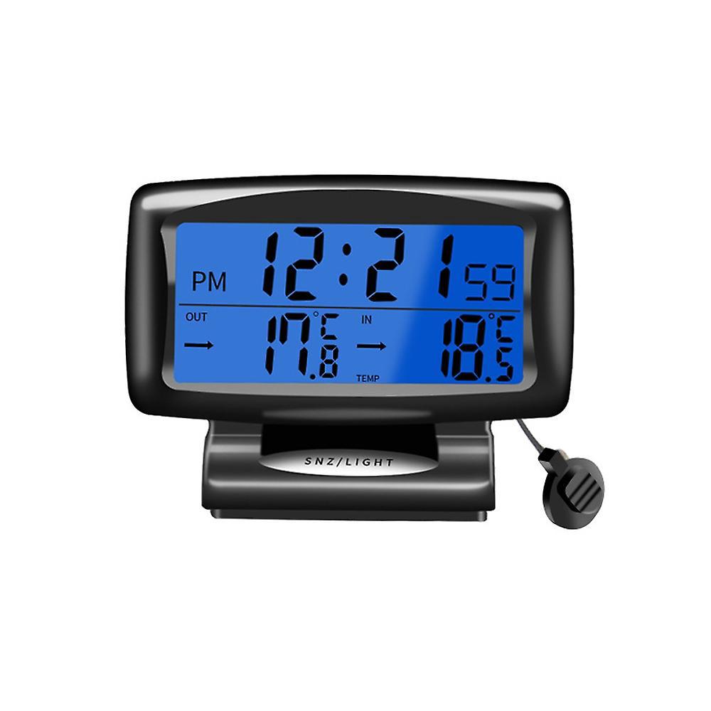 Autouhr Mit Thermometer, 2-in-1-digitaluhr Und Temperaturanzeige Mit Hintergrundbeleuchtetem Lcd-display Und 12/24-stunden-umschaltung