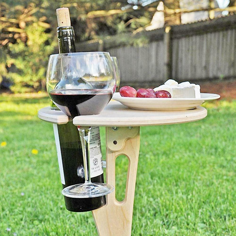 Tragbarer, Klappbarer Weintisch Aus Holz Mit Weinglashalter Für Strand, Garten, Picknick Und Party