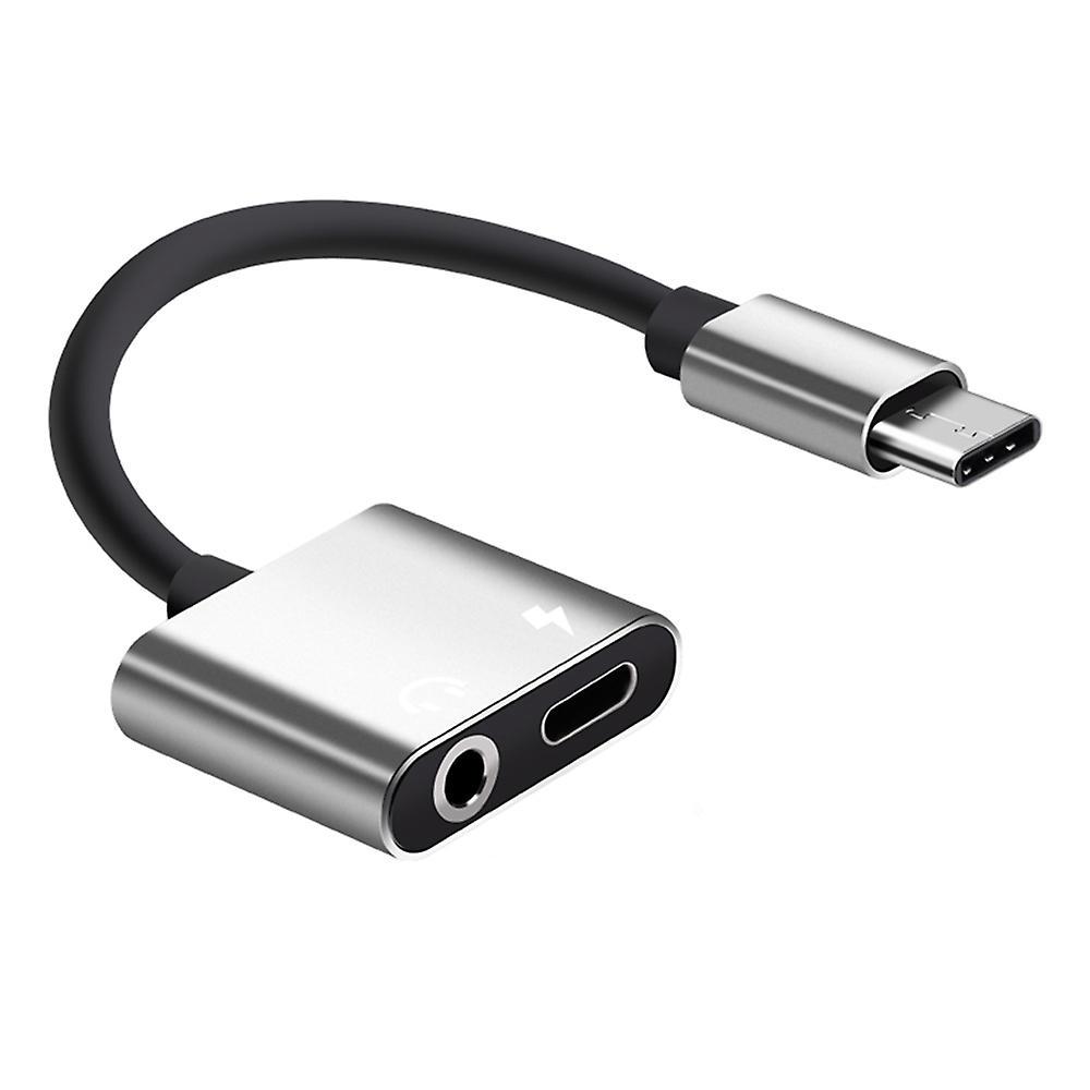 2-in-1-usb-c-audio-ladeadapter Mit Usb-c-ladeanschluss, 3,5-mm-kopfhöreranschluss Und Ladefunktion.
