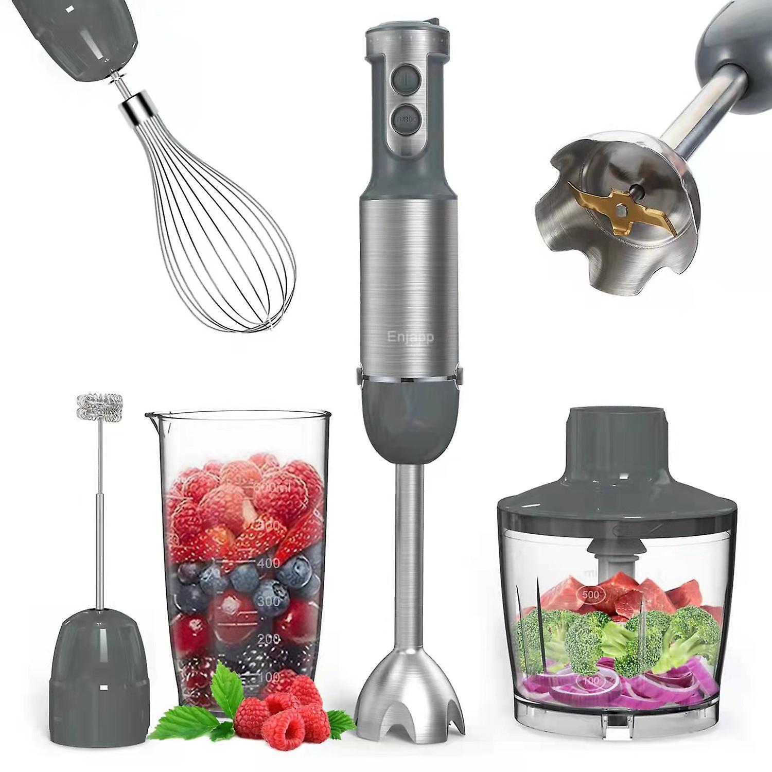 Multifunktionaler 5-in-1 Stabmixer, Milchaufschäumer, Schneebesen Mit Einstellbaren Geschwindigkeiten 50