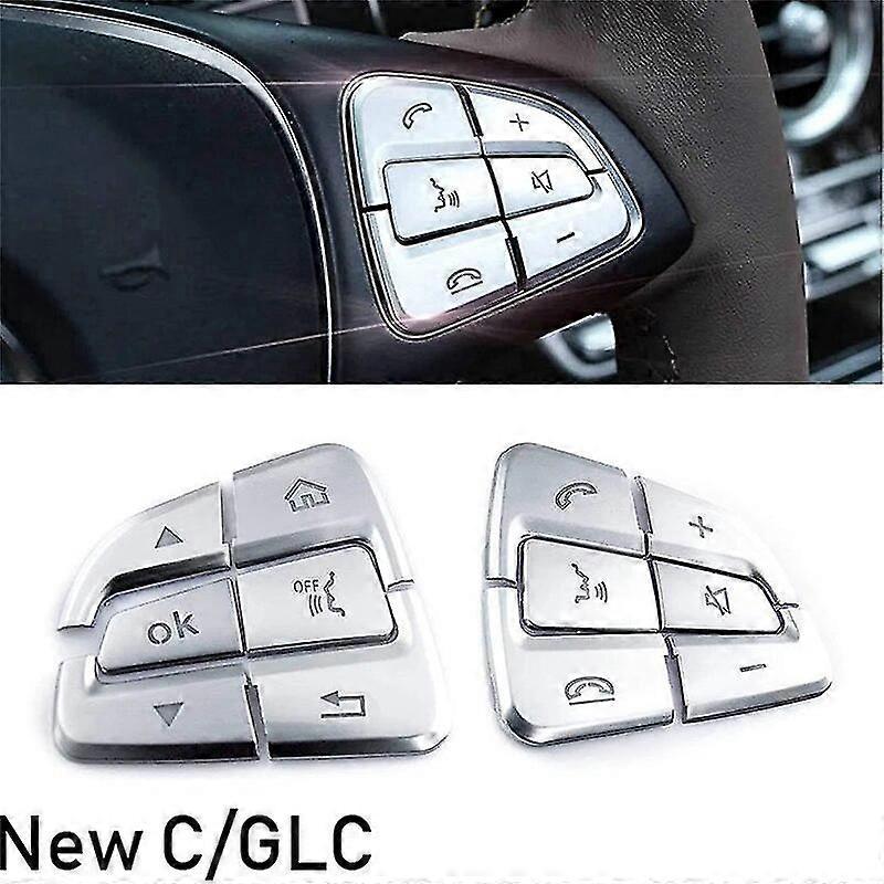 12-teiliges Set Lenkradknopf-zierleisten Für Mercedes-benz Glc C-klasse W205, Chromsilber, Auto-innenausstattung