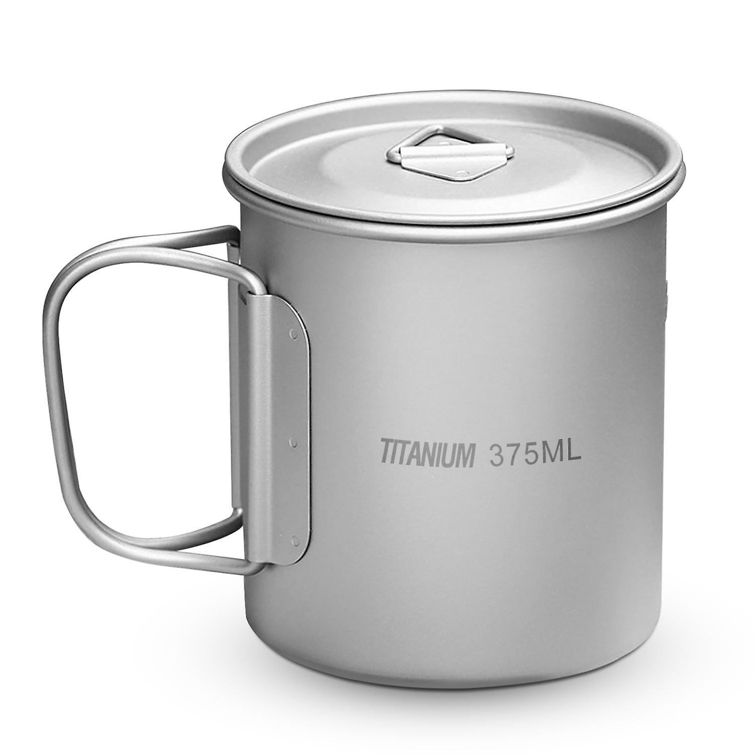 375 Ml Ultraleichter, Tragbarer Campingbecher Aus Titan Für Den Outdoor-einsatz, Geeignet Für Wasser, Tee Und Kaffee, Mit Deckel