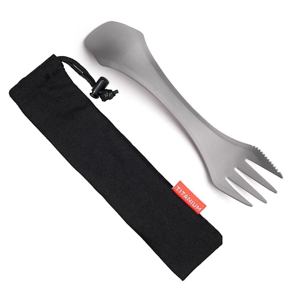 2-in-1-titan-löffel-gabel Für Picknicks, Reisen, Camping Und Essen Im Freien