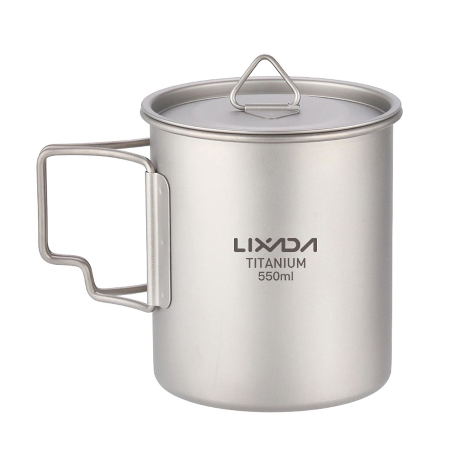 Leichter Titanbecher 450 Ml/550 Ml Mit Deckel, Kaffeetasse, Teebecher, Klappbarer Griff
