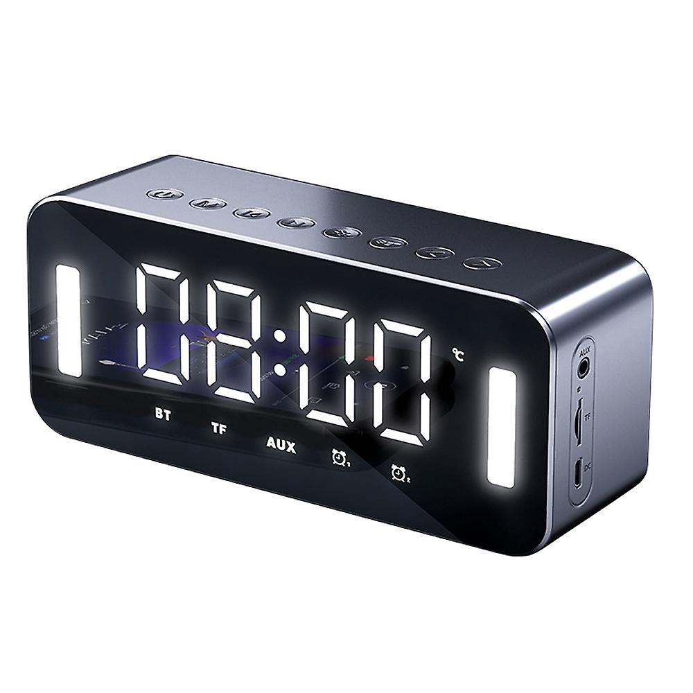 Mc-h8 Kabelloser Bluetooth-lautsprecher Mit Multifunktionswecker, Nachtlicht, Spiegel, Temperatursensor Und 2500-mah-akku