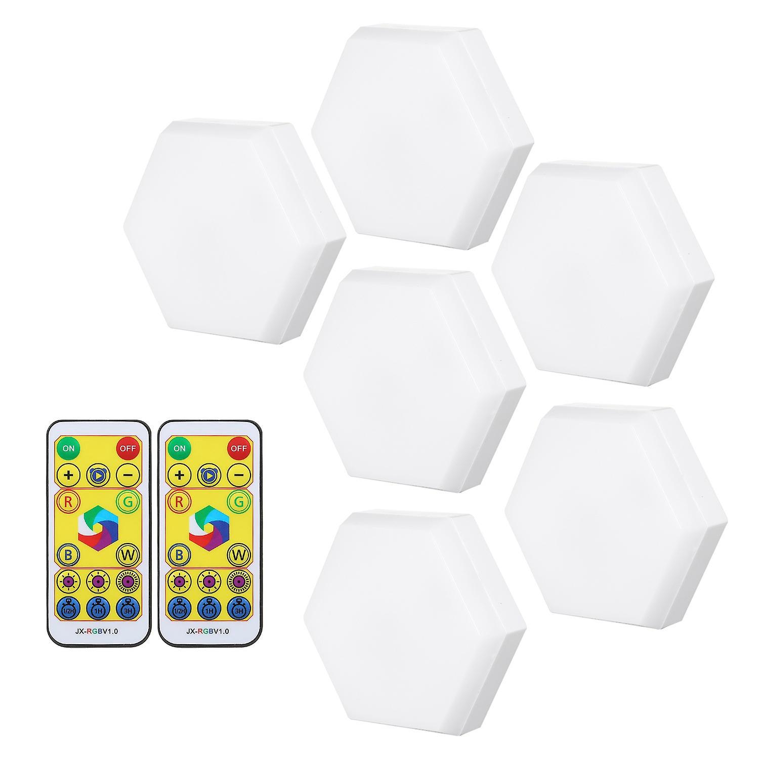 Neoglint 6er-set Rgb-schrankleuchten, Led-farbwechsel, Sechseckige Diy-wandlampen, Touch-schalter, Fernbedienung