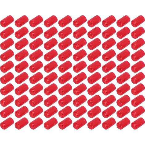 100 Stück Endkappenabdeckungen Aus Pvc, Rund, Flexibel, Flammhemmend, Gewindeschutz, Rot, 10 Mm