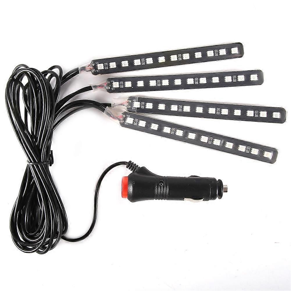 12v 4x 12smd Rgb-led-streifen Für Den Fahrzeuginnenraum, Fußraumbeleuchtung Mit Fernbedienung (rot)