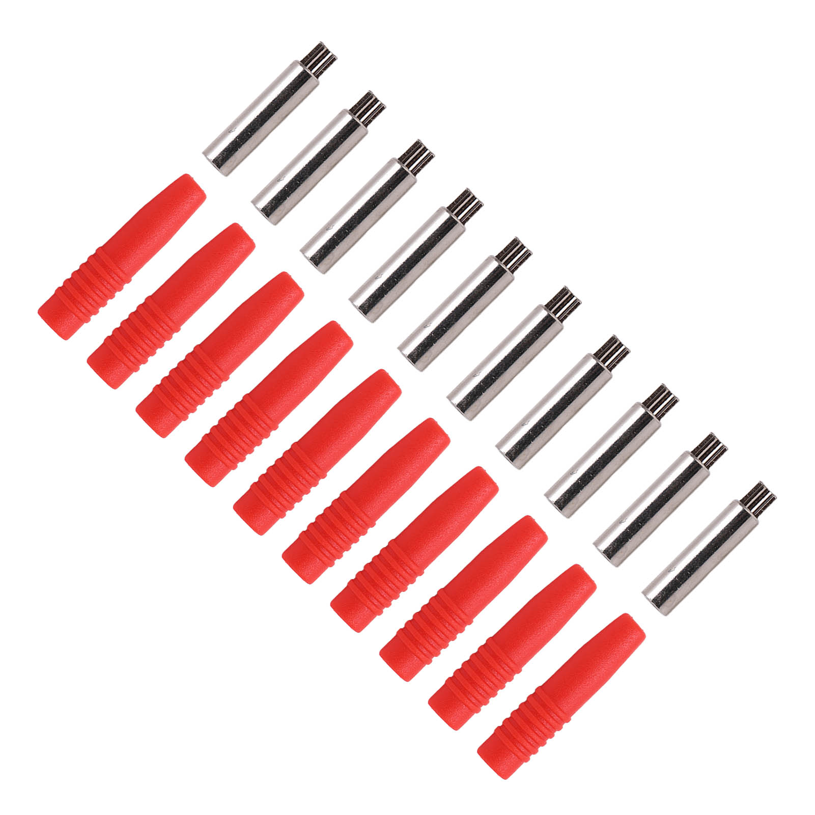10 Stück Isolierte 2-mm-bananensteckerkupplungen Mit Schutzkappe Für Prüfgeräte, Rot