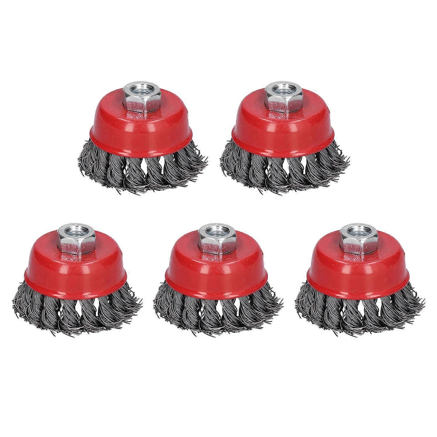 5-teiliges Set Stahldrahtbürsten, Schalenform, Gedrehte Bürsten, M10-schraubbefestigung, Polierwerkzeug