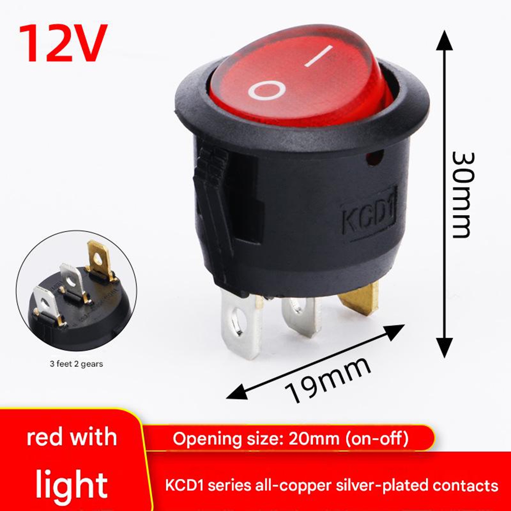 5x Wasserdichter Runder Wippschalter Kcd1-105n Mit Led, 6 A, 250 V, 2 Positionen, 3 Pins – Ein-/ausschalter Für Netzteile, Elektronikprojekte, Diy – Rot