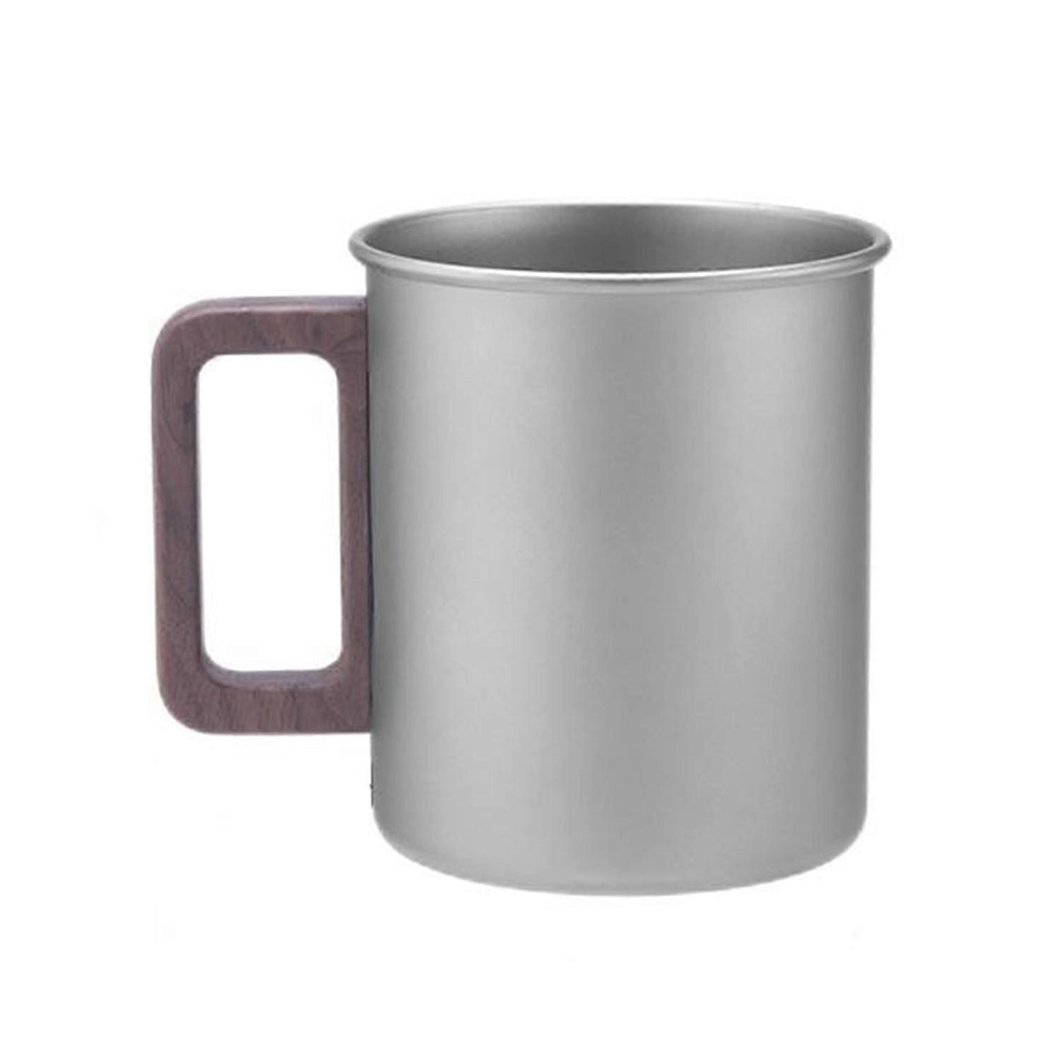 Ti Campingbecher, Reiner Ti Reisebecher Mit Holzgriff, Großes Fassungsvermögen, Tragbarer Großer Bierkrug, Teebecher
