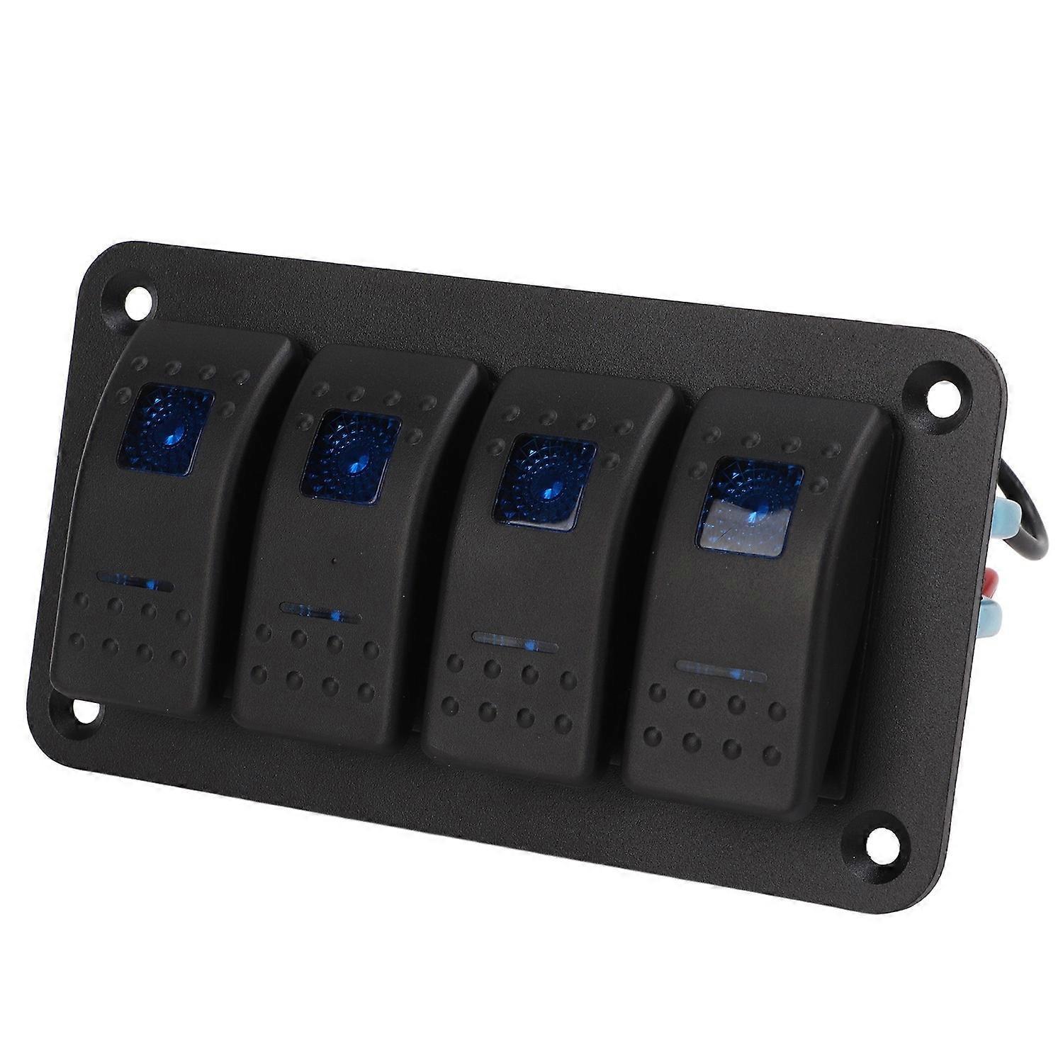 4-fach Wippschalter-panel Mit Mehreren Schutzfunktionen, Blauer Led-hintergrundbeleuchtung, Ip65 Wasserdicht Für 12-24v Fahrzeuge