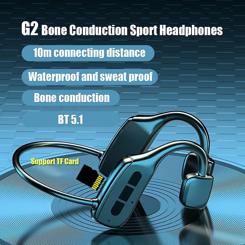 Neues G2 Knochenleitungs-stereo-headset Mit Bluetooth 5.1, Sportkopfhörer, Unterstützt Tf-karten Und Ist Wasserfest.