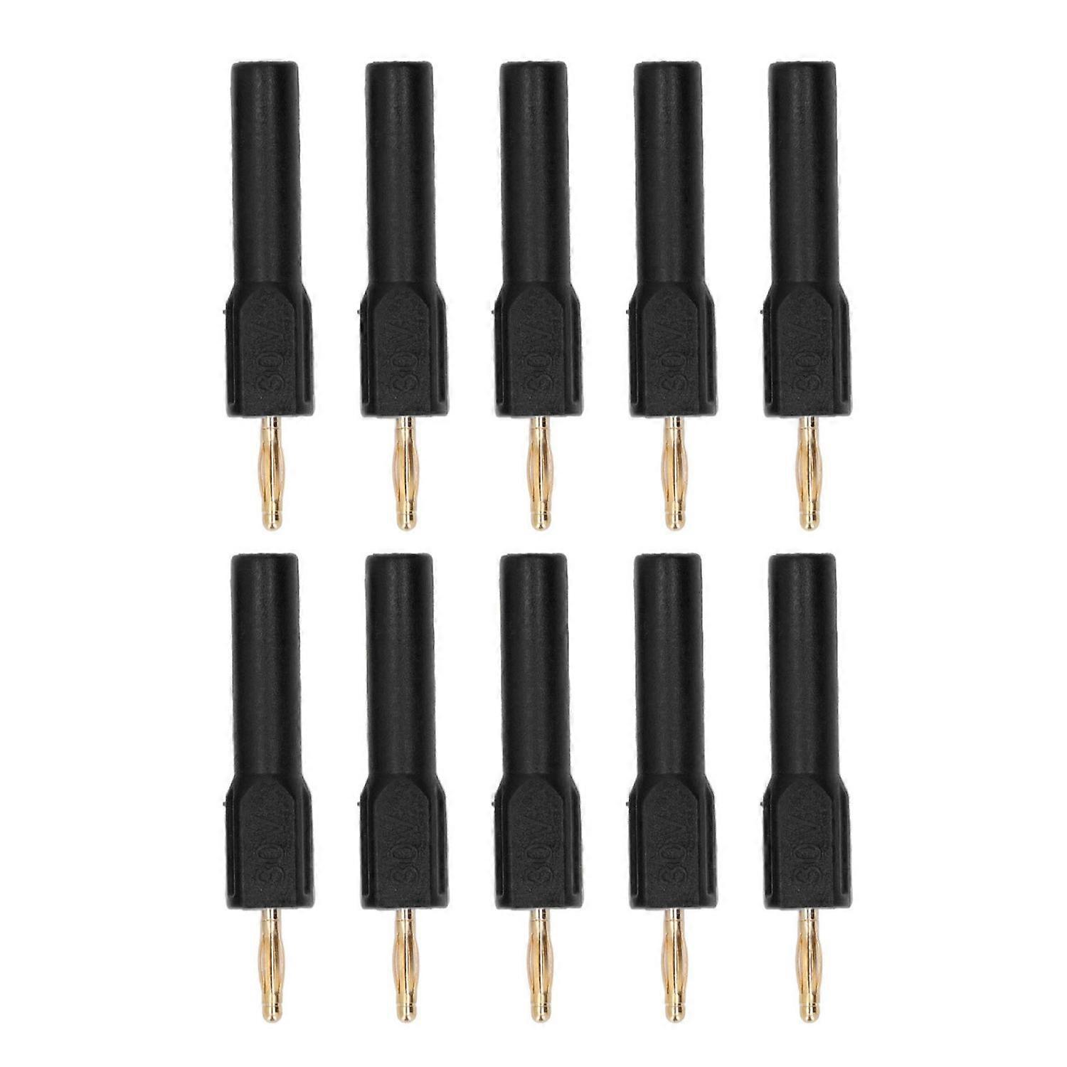 10 Stück Bananenstecker-adapter, 2 Mm Stecker Auf 4 Mm Buchse, Vergoldetes Messing, 30 V, Schwarz