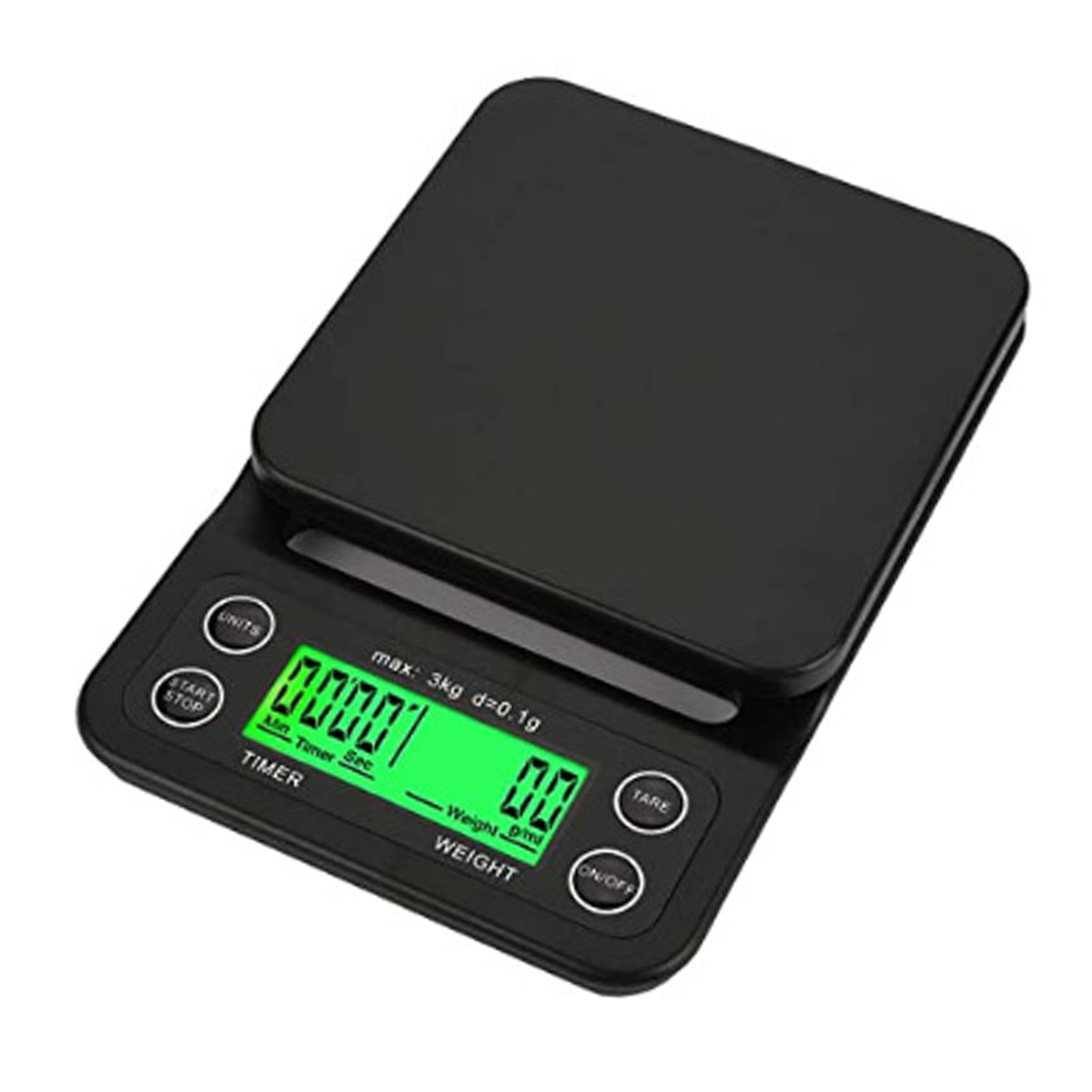 Küchenwaage Mit 3 Kg Tragkraft, 0,1 G Genauigkeit, Digitalanzeige Und Timer Für Lebensmittel, Tee Und Kaffee