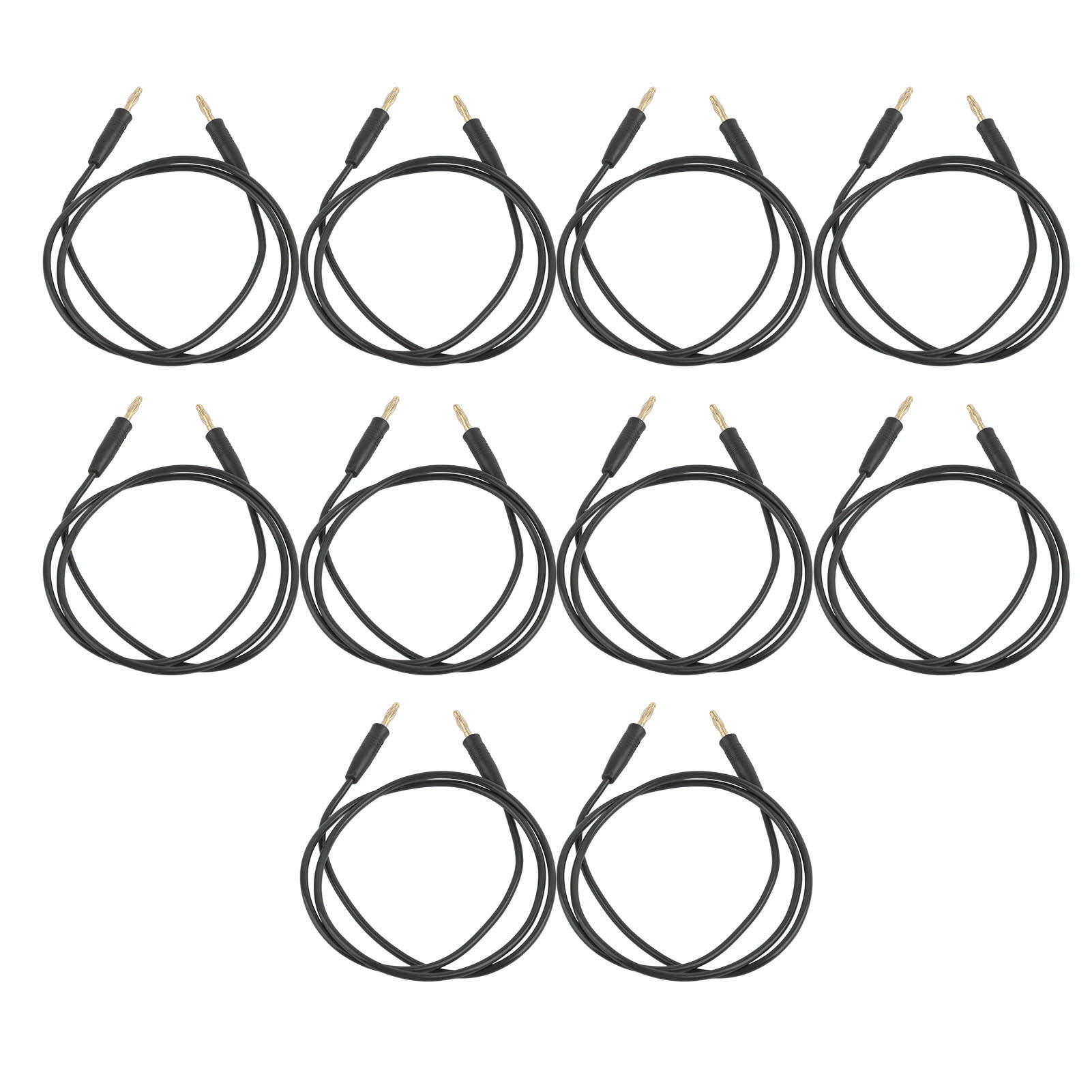 10er-set Bananenstecker-messleitungen, Stecker Auf Stecker, Vergoldetes, Vernickeltes Messing, Schweißanschluss J.70003, 4 Mm, Schwarz