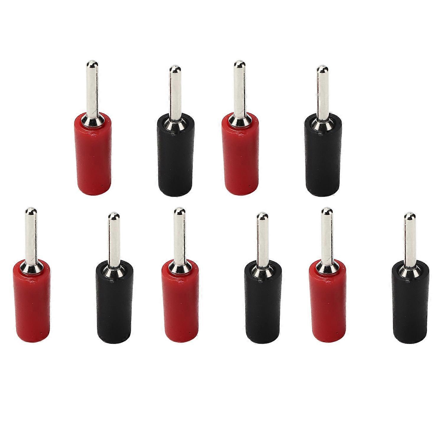 5er-set Bananenstecker, Vernickelte Messingstifte, Gerade, Für Federplattenbuchse J.10001, 2 Mm (rot/schwarz)