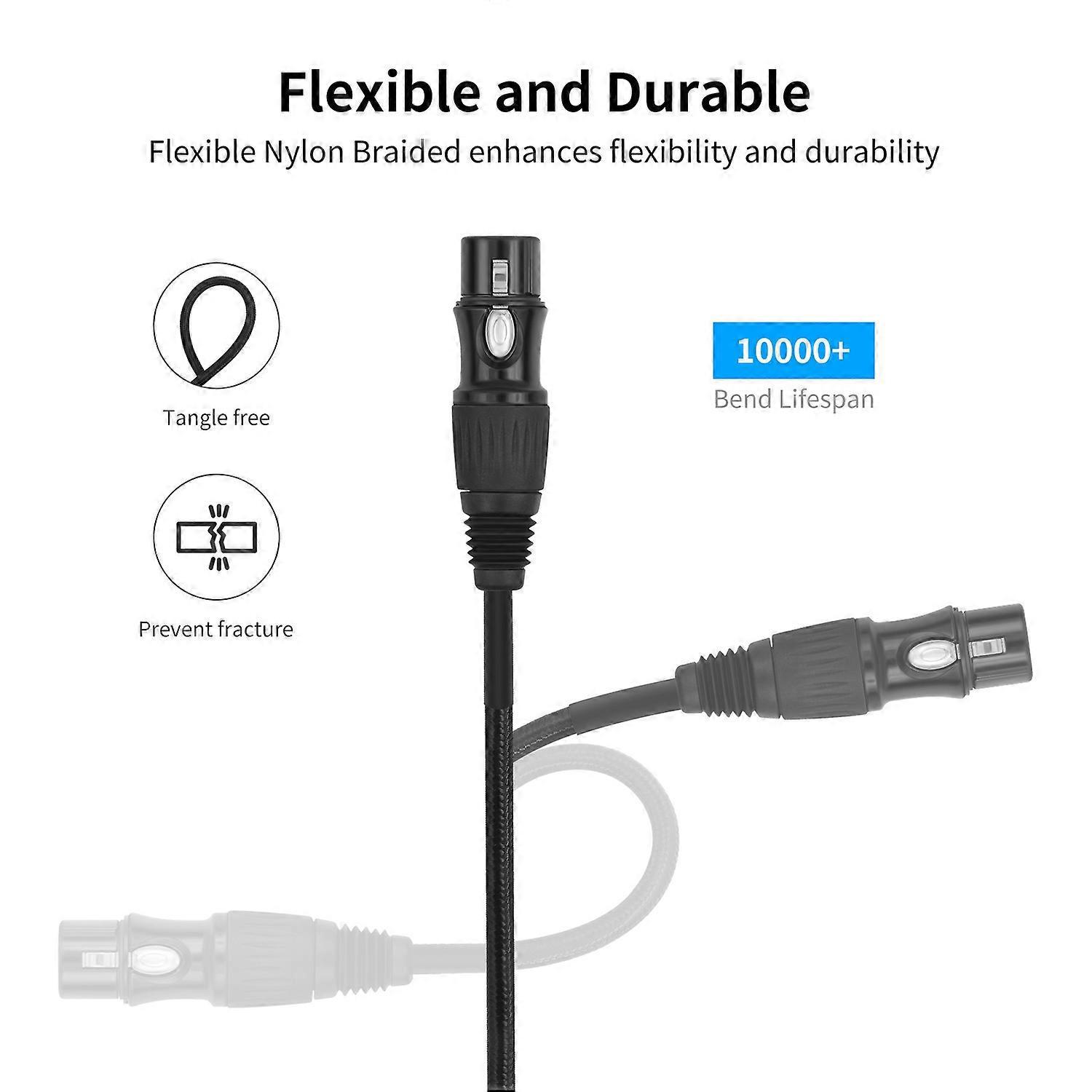2er-pack Xlr-kabel, 3 M, Professionelle Xlr-stecker Auf -buchse, Schutznetze, Vergoldet