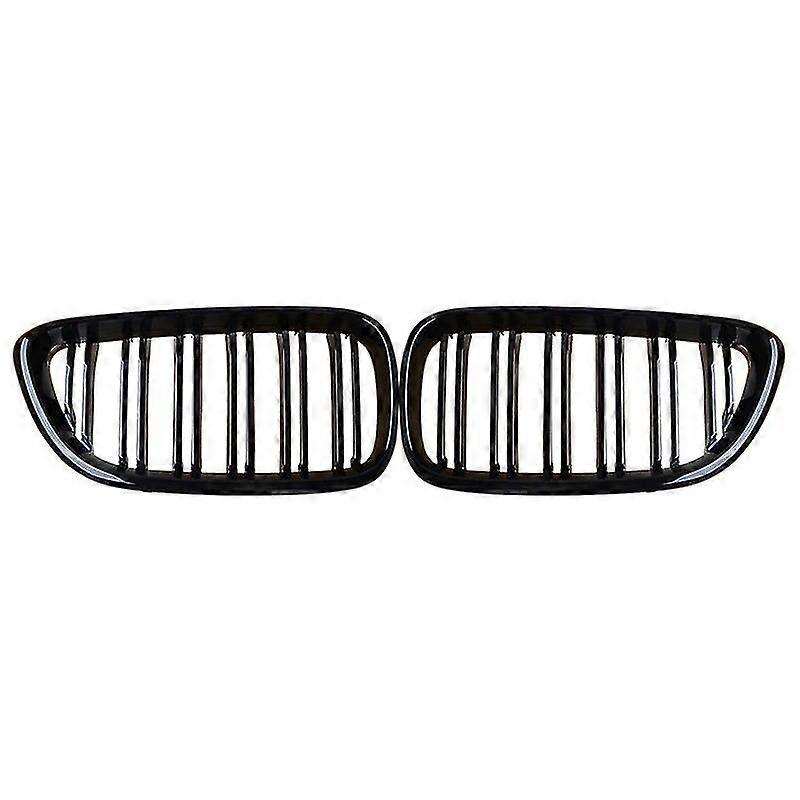 Passend Für Bmw 2er F22 F23 F87 M2 2014–2018, Schwarzer, Einteiliger Doppellamellen-frontstoßfänger Mit Nierengrill, Lufteinlassgitter Und Kühlerschutz – Zweifarbig Glänzend Schwarz