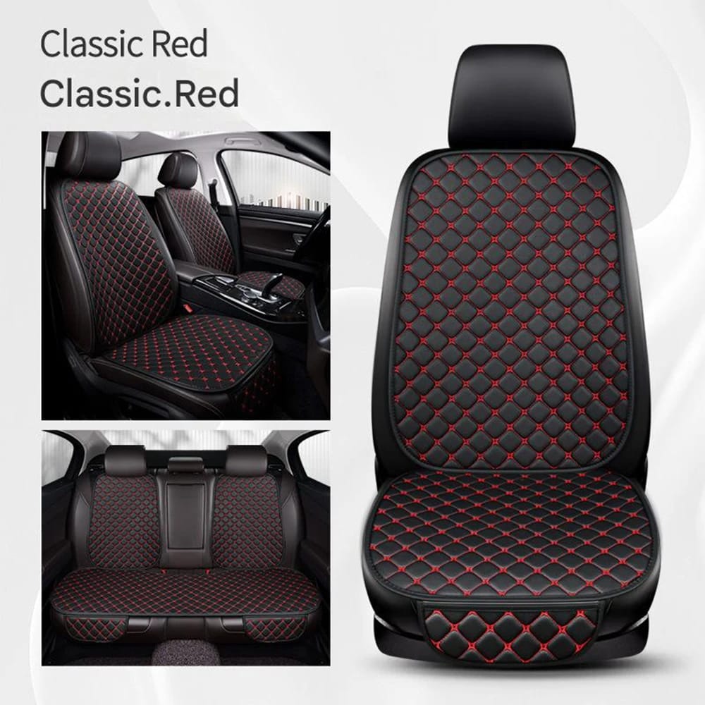 7x Housse Siège Auto Universelle Taille Guêpe Motif Étoile - Set Complet 5 Places, Coussin Siège Voiture Antidérapant Résistant, Similicuir Brodé - Noir Rouge