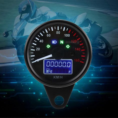 Universeller Digitaler Motorrad-tachometer Mit Led-lcd-anzeige (0–160 Km/h) Im Retro-stil, Schwarz